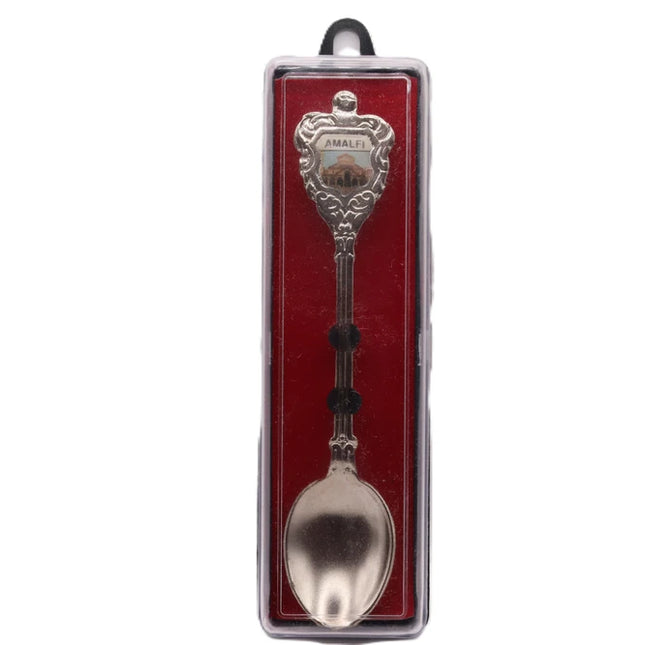 Cucchiaino Souvenir Vintage Amalfi, Sorrento e Napoli – Cucchiaio da Collezione Ornamentale in Metallo con Stemma Decorativo