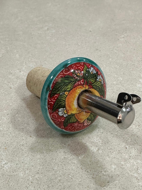 Tappo Dosatore/Versatore in Ceramica Artigianale e Acciaio - Limoni Made in Italy