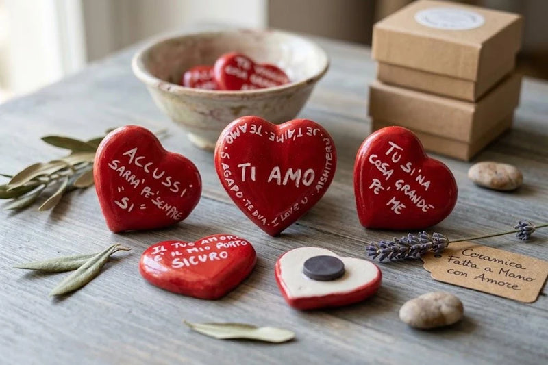 Magnete Cuore Ceramica Dipinto