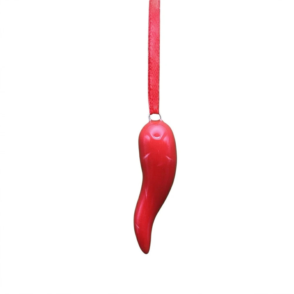 Amulet of Happiness: Ceramic Horn with Red Silk Ribbon