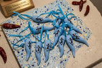 Cornicello  Portafortuna Celeste Napoli in Ceramica con Logo e Laccetto, Amuleto Scaramantico Napoletano Fatto a Mano, Regalo Tifosi Azzurri