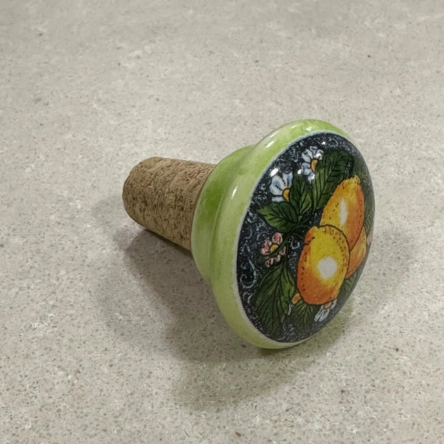 Tappi Bottiglia in Sughero e Ceramica Artigianale Italiana - Limoni