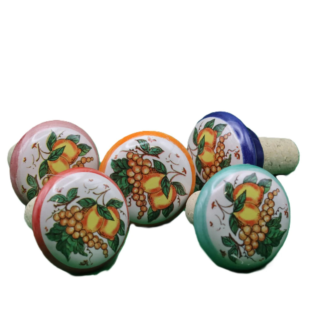 Tappi Bottiglia in Sughero e Ceramica Artigianale Italiana - Limoni