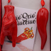 Set Scaramantico in Ceramica Napoletana - Corno Portafortuna con Maschera Pulcinella o Mano Corna - Kit 2 Pezzi in Ceramica Artigianale Rossa