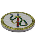 Neapolitan Playing Card Ace Ceramic Coaster, Pot Holder 10 cm Gold Rim, Lucky Charm Wedding Place Card, Naples Decorative Tile
