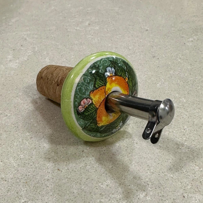 Tappo Dosatore/Versatore in Ceramica Artigianale e Acciaio - Limoni Made in Italy