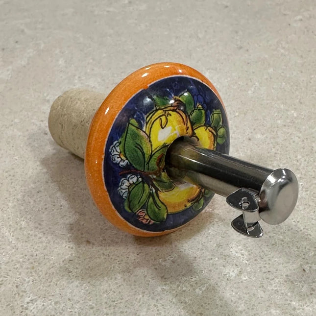 Tappo Dosatore/Versatore in Ceramica Artigianale e Acciaio - Limoni Made in Italy