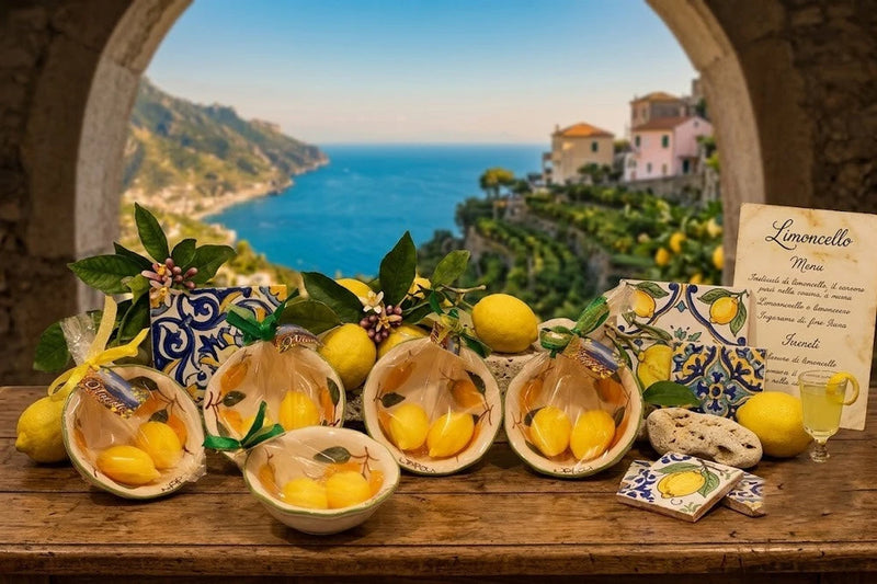 Portasapone a coppetta in ceramica decoro limoni | Piatto per sapone dipinto a mano - Idea Regalo Artigianale Napoli