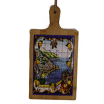 Tagliere 30 cm.,Esclusivo in Legno e Ceramica Dipinta a Mano - Made in Italy.mod grande.