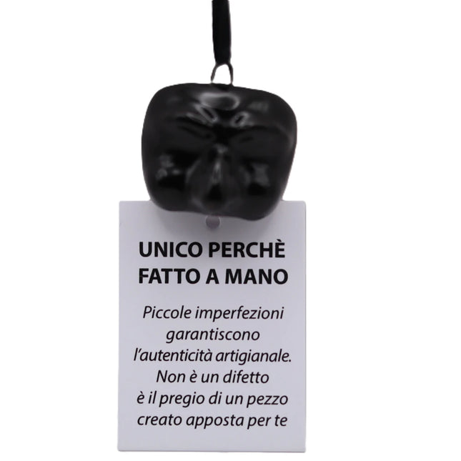 Maschera Pulcinella in Ceramica da Appendere, Mini Amuleto Colorato 3 cm, Artigianato Tipico Napoletano, Souvenir Italia Portafortuna