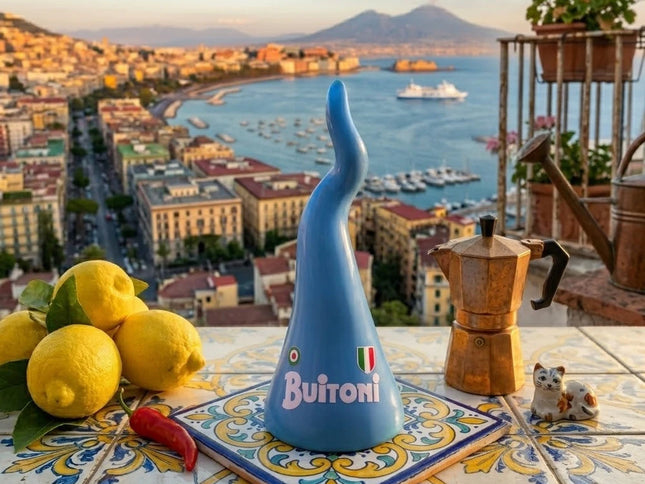 Corno Buitoni Napoli Azzurro 20 cm in ceramica - 1° scudetto Napoli 1986-1987