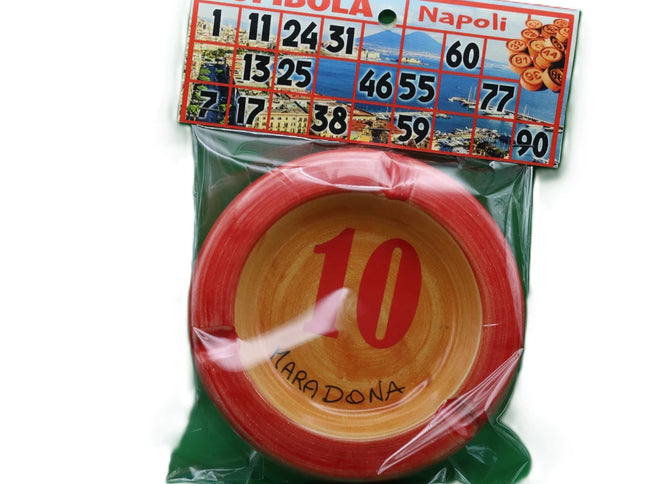 Posacenere in Ceramica Decorata - Numeri Tombola Napoletana e Smorfia - Artigianato Tipico Napoletano - Idea Regalo Napoli