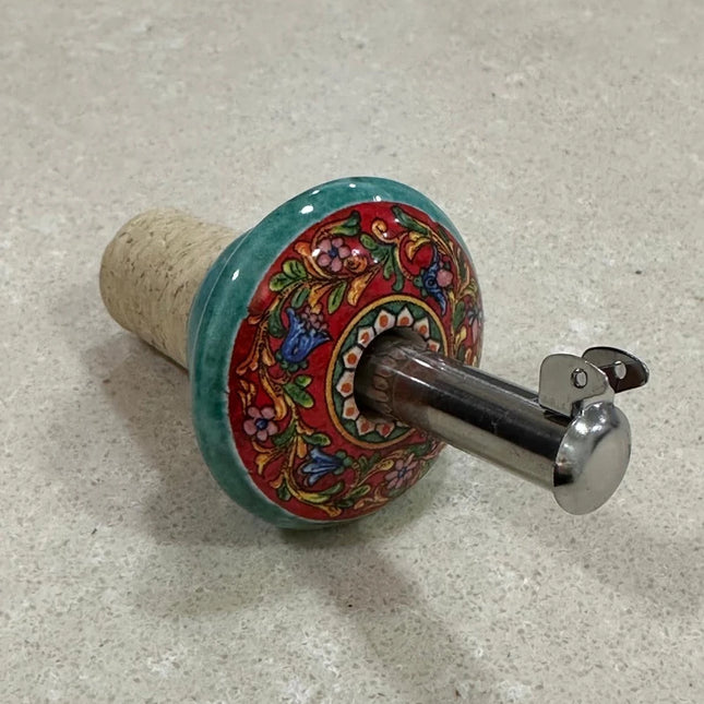 Tappo Dosatore/Versatore in Ceramica Artigianale e Acciaio - Maioliche Made in Italy