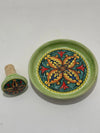 Bottle Stopper + Ceramic Bottle Coaster Gift Set | Hand-Painted Majolica