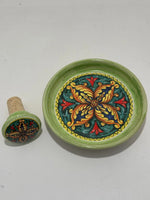 Bottle Stopper + Ceramic Bottle Coaster Gift Set | Hand-Painted Majolica