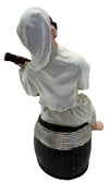 Statuina Pulcinella in Resina con Mandolino su Botte