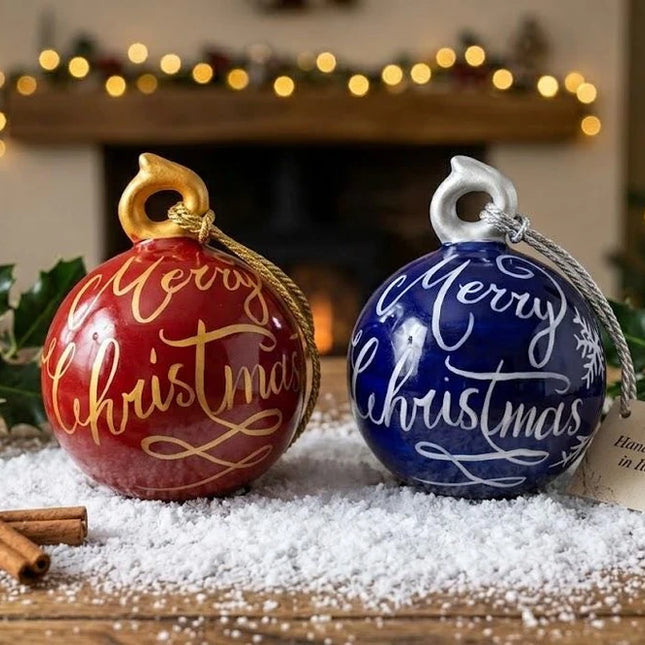Palline Di Natale In Ceramica Dipinte A Mano