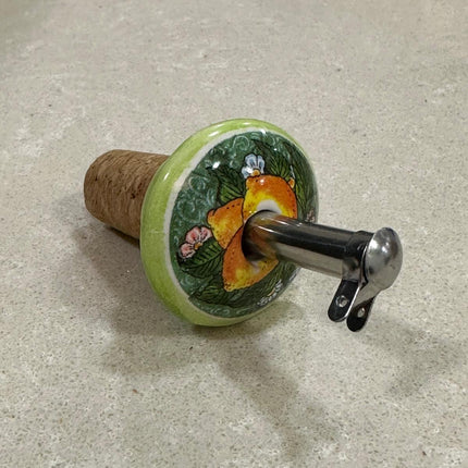 Tappo Dosatore/Versatore in Ceramica Artigianale e Acciaio - Limoni Made in Italy