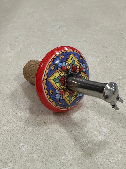 Tappo Dosatore/Versatore in Ceramica Artigianale e Acciaio - Maioliche Made in Italy