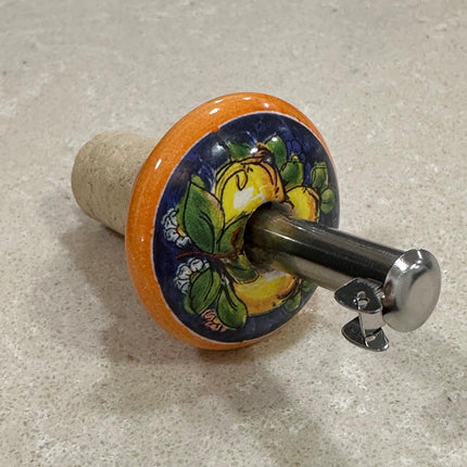 Tappo Dosatore/Versatore in Ceramica Artigianale e Acciaio - Limoni Made in Italy