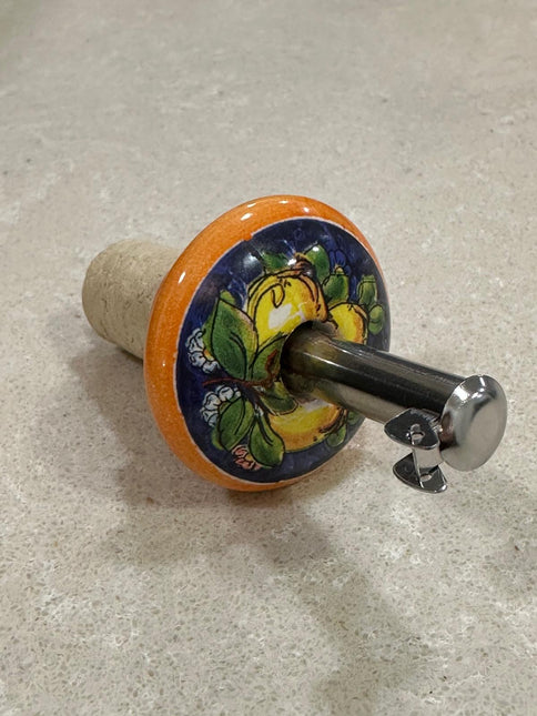 Tappo Dosatore/Versatore in Ceramica Artigianale e Acciaio - Limoni Made in Italy