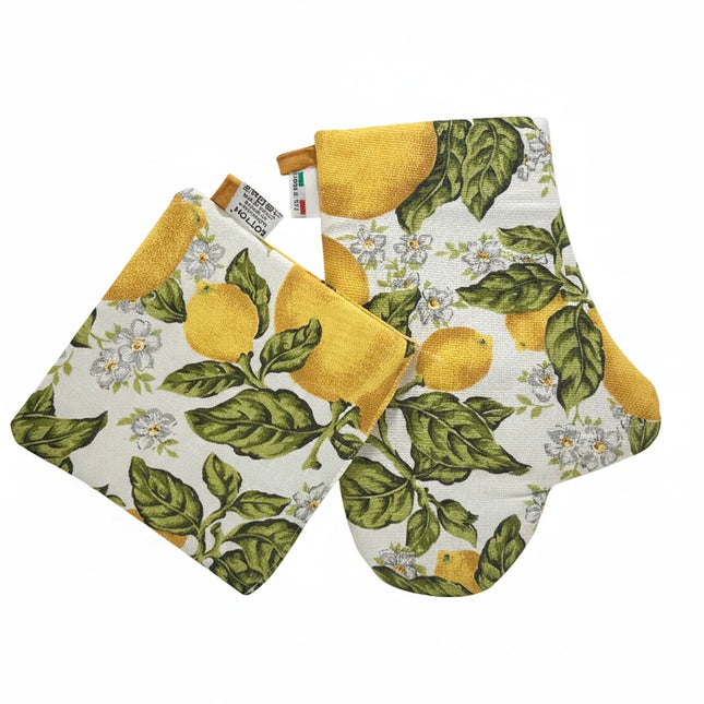 Set Cucina "Limoni di Sicilia" – Guanto Forno e Presina in Puro Cotone