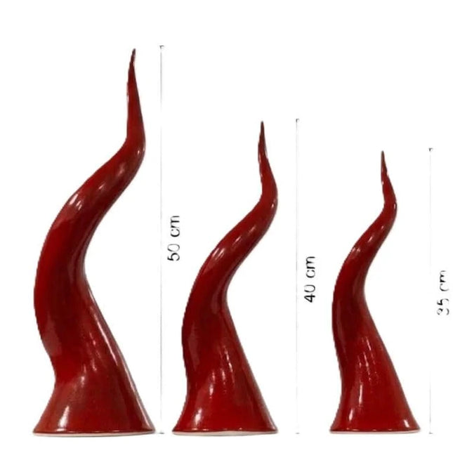 Scultura  Maxi Corno Portafortuna in Ceramica