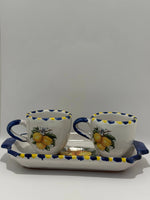 Tray Set + 2 Handcrafted Neapolitan Ceramic Cups - Lemon Decoration