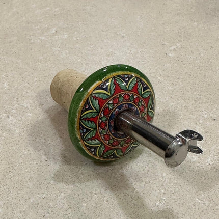 Tappo Dosatore/Versatore in Ceramica Artigianale e Acciaio - Maioliche Made in Italy