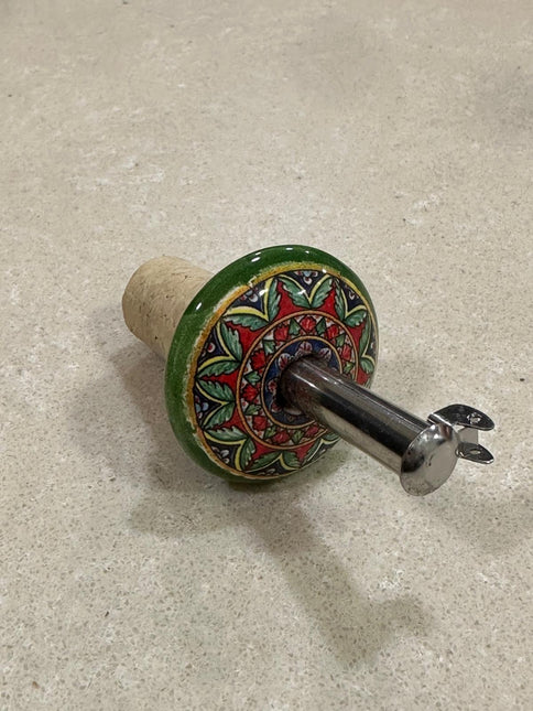 Tappo Dosatore/Versatore in Ceramica Artigianale e Acciaio - Maioliche Made in Italy