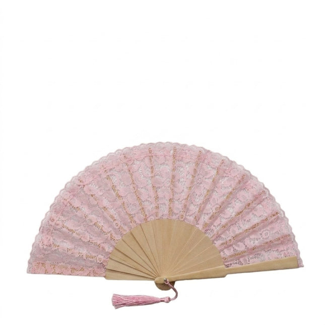 Ventaglio Elegante in Pizzo con Base in Legno e Nappa Pendente, Ventaglio da Cerimonia per Matrimonio Sposa e Invitati, Bomboniera e Idea Regalo Artigianale
