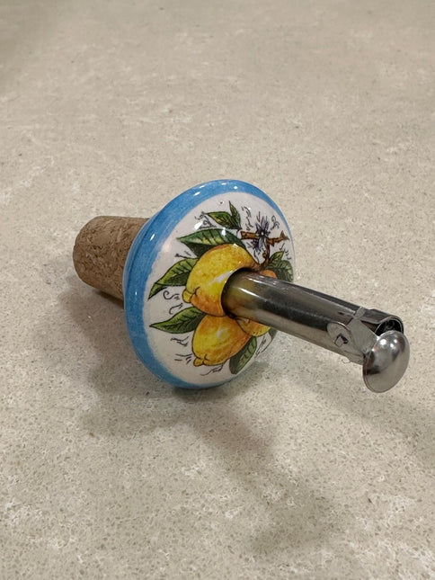 Tappo Dosatore/Versatore in Ceramica Artigianale e Acciaio - Limoni Made in Italy