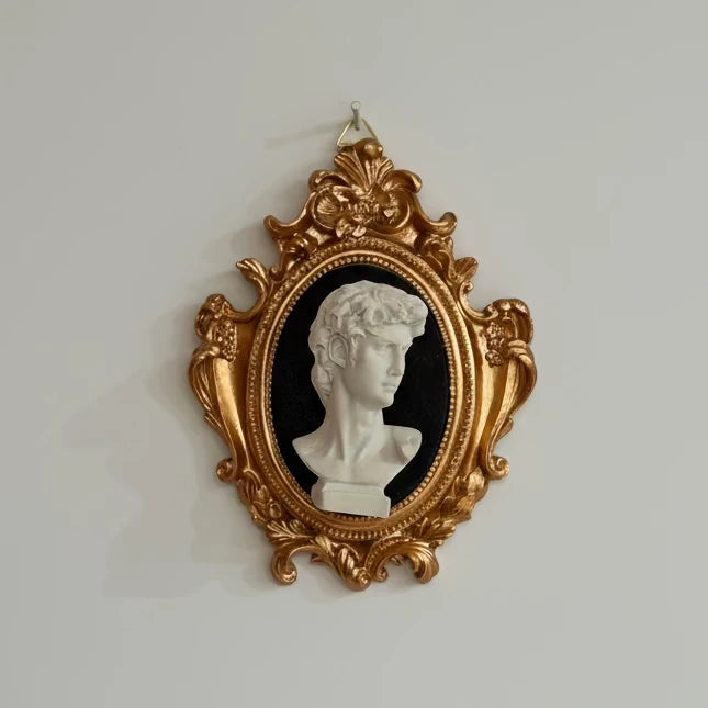 Busto "David" (Michelangelo) in Cornice Barocca – Decorazione Artigianale Fatta a Mano