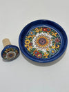 Bottle Stopper + Ceramic Bottle Coaster Gift Set | Hand-Painted Majolica