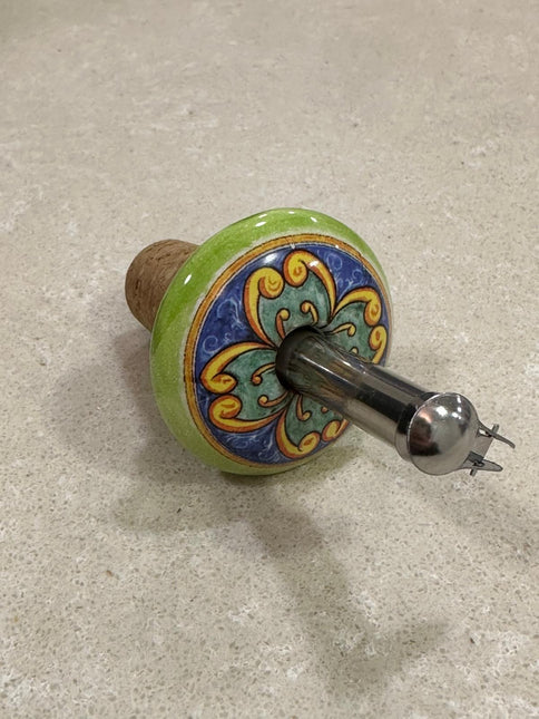 Tappo Dosatore/Versatore in Ceramica Artigianale e Acciaio - Maioliche Made in Italy
