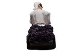 Pulcinella Portabottiglie in Resina con Carretto, Statuetta Artigianale Napoletana, Variante Limoni o Uva, Idea Regalo