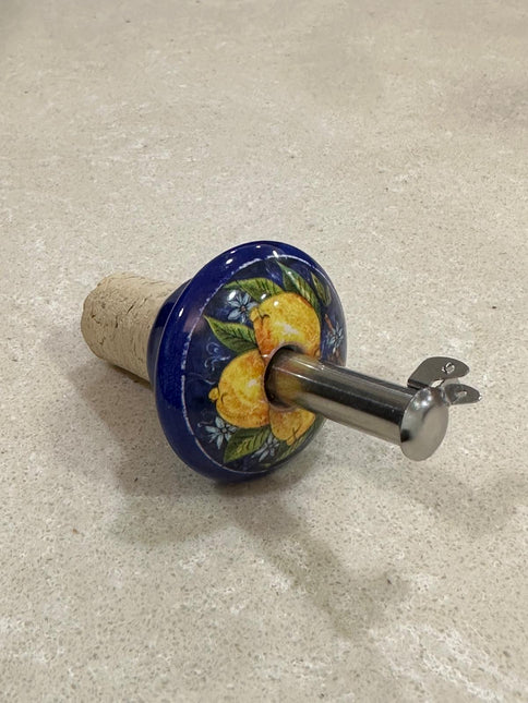 Tappo Dosatore/Versatore in Ceramica Artigianale e Acciaio - Limoni Made in Italy