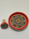 Bottle Stopper + Ceramic Bottle Coaster Gift Set | Hand-Painted Majolica