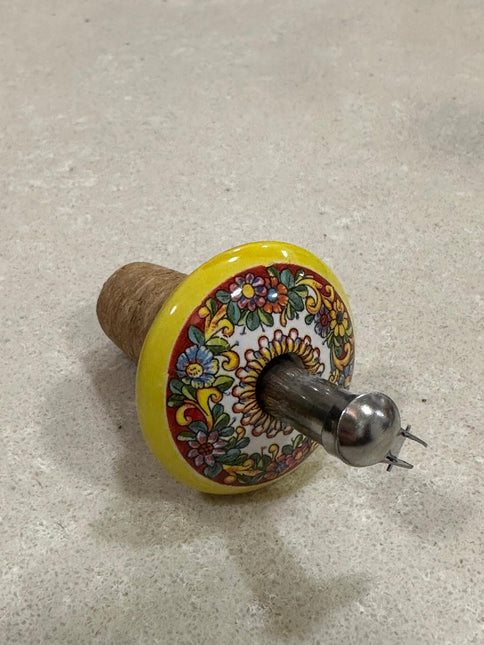 Tappo Dosatore/Versatore in Ceramica Artigianale e Acciaio - Maioliche Made in Italy