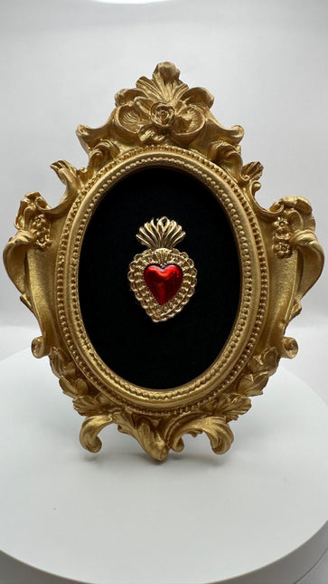 Quadretto Sacro Cuore Oro e Rosso - Artigianale Made in Italy