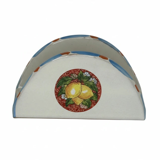 Portatovaglioli in Ceramica Decorata a Mano - Motivo Limoni\Maioliche