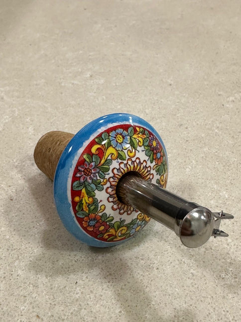Tappo Dosatore/Versatore in Ceramica Artigianale e Acciaio - Maioliche Made in Italy