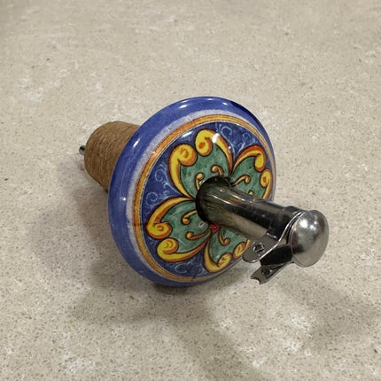 Tappo Dosatore/Versatore in Ceramica Artigianale e Acciaio - Maioliche Made in Italy