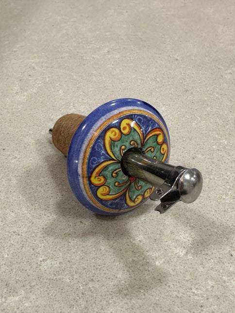 Tappo Dosatore/Versatore in Ceramica Artigianale e Acciaio - Maioliche Made in Italy
