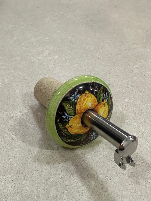 Tappo Dosatore/Versatore in Ceramica Artigianale e Acciaio - Limoni Made in Italy