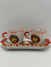 Tray Set + 2 Handcrafted Neapolitan Ceramic Cups - Lemon Decoration