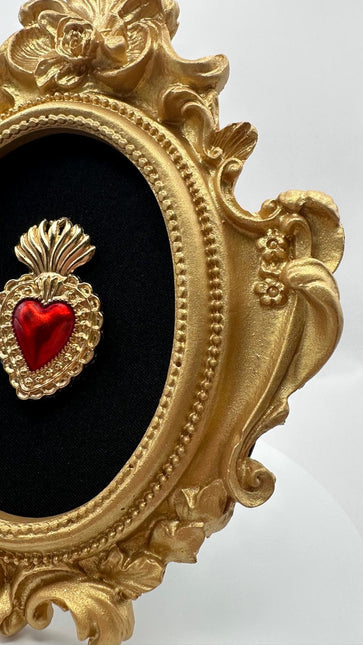 Quadretto Sacro Cuore Oro e Rosso - Artigianale Made in Italy