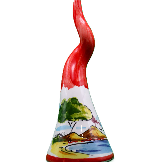 Hand-Painted Neapolitan Lucky Horn in Ceramic - Vesuvius