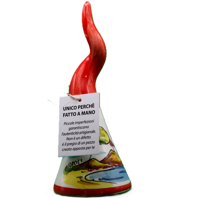 Corno Portafortuna Napoletano in Ceramica Dipinto a Mano - Vesuvio