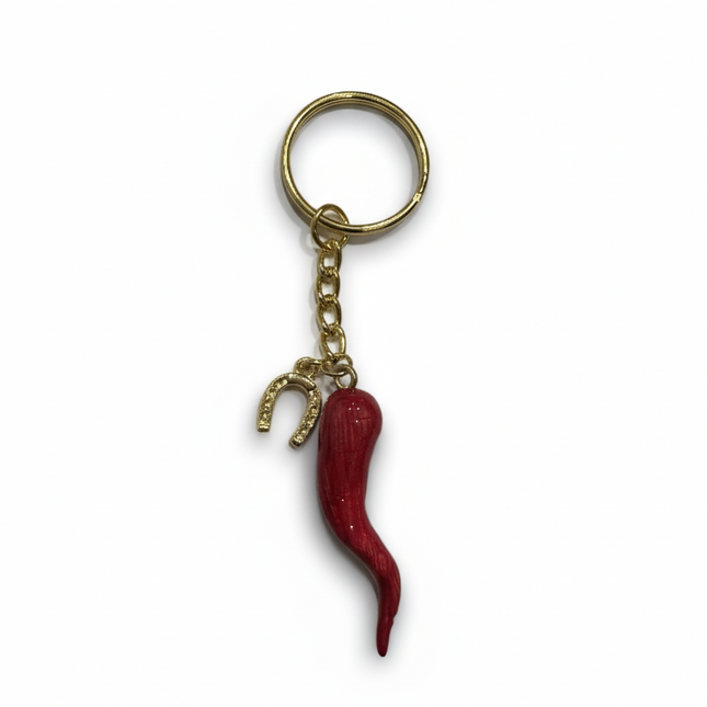 Handmade Lucky Horn with Horseshoe (Gold) – Handmade Amulet Keychain